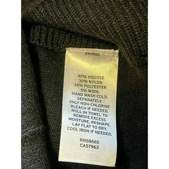 NWT Caslon Turtleneck Raglan Longline Sweater Womens Size XS Black Knit wool - Picture 5 of 5